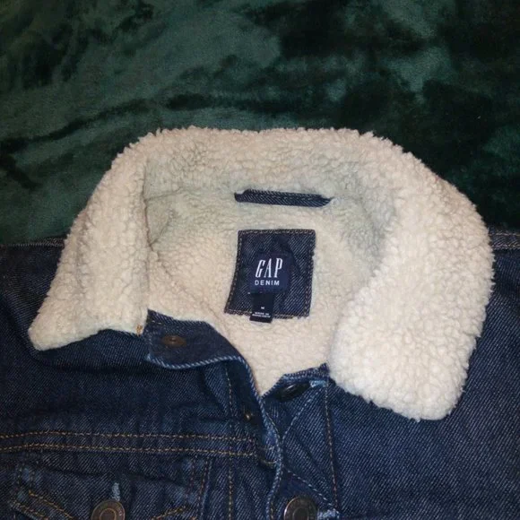 GAP Denim Sherpa Icon Jean Jacket Boys Sz M / 8 - Picture 9 of 14